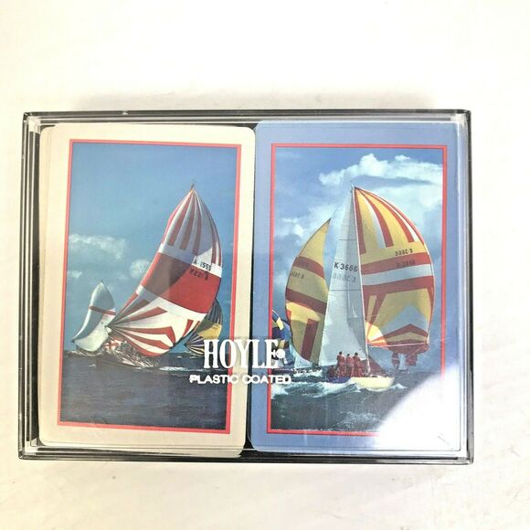 Hoyle Playing Cards Sail Boats Beach Coastal 2 Decks Plastic Coated Sailing Gift - Picture 5 of 6